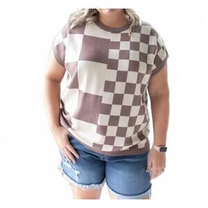 NEW FIRST LOVE coffee shop knit top in taupe, coco brown